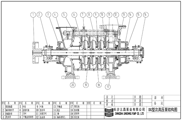DG型次高压锅炉给水泵结构图