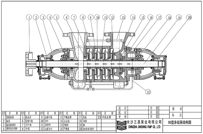 DG型多级锅炉给水泵结构图